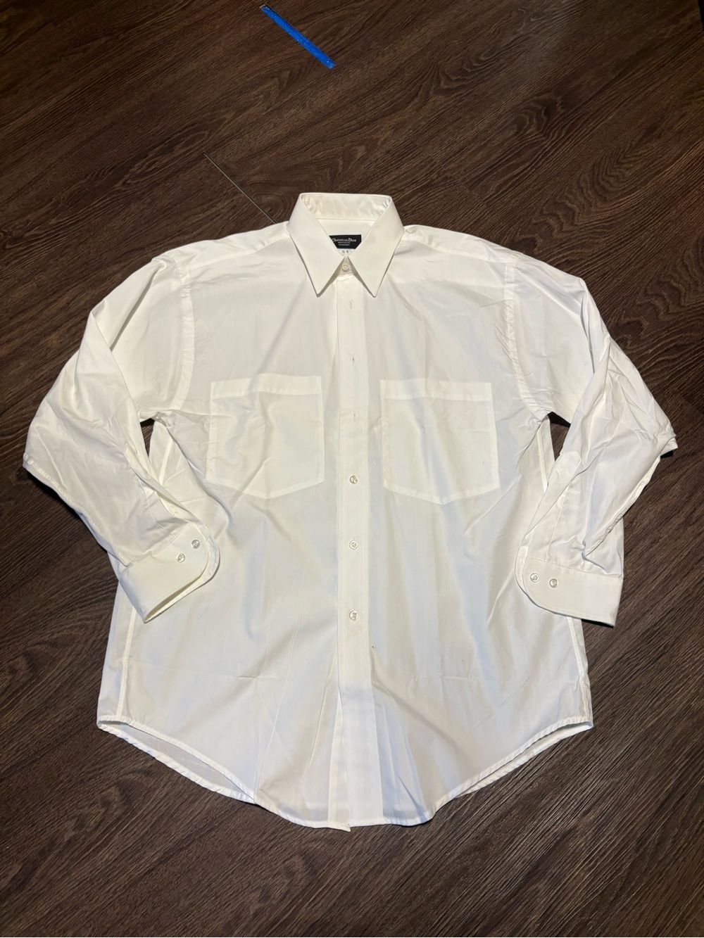 Dior Men's White Double-Pocket Dress Shirt